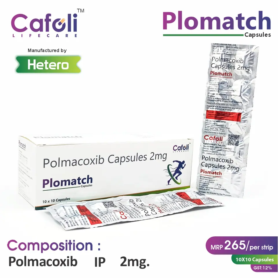 Polmacoxib (2mg) Capsule at the best price in PCD Pharma Franchise for (NSAID), Pain Relief, and Inflammation Reduction.